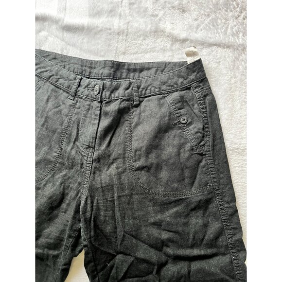 Marks & Spencer Womens Black Wide-Leg Capri Crop Pants UK 12 Medium Linen Blend - Picture 2 of 11